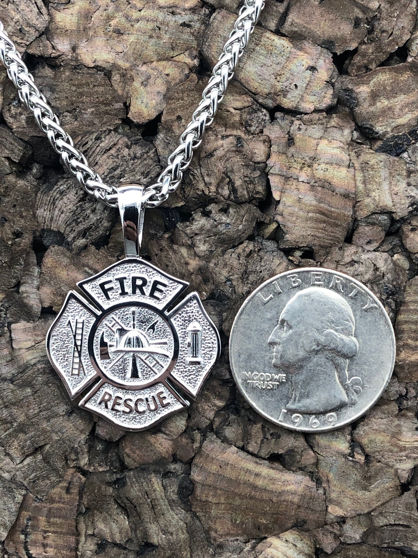 Fire Rescue Pendant in Sterling Silver